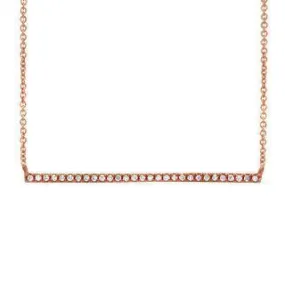 0.08ct 14k Rose Gold Diamond Bar Necklace