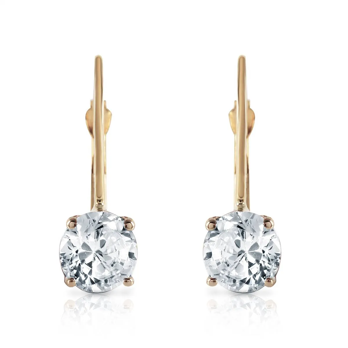 1 Carat 14K Solid Yellow Gold Leverback Earrings 1.0 Carat Diamond