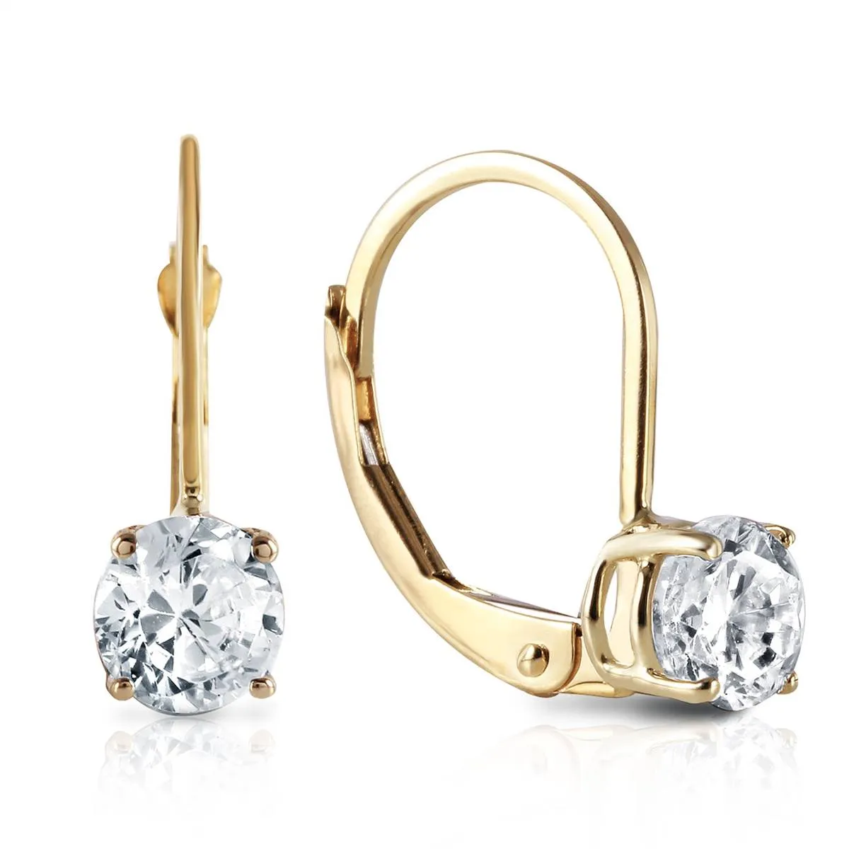 1 Carat 14K Solid Yellow Gold Leverback Earrings 1.0 Carat Diamond