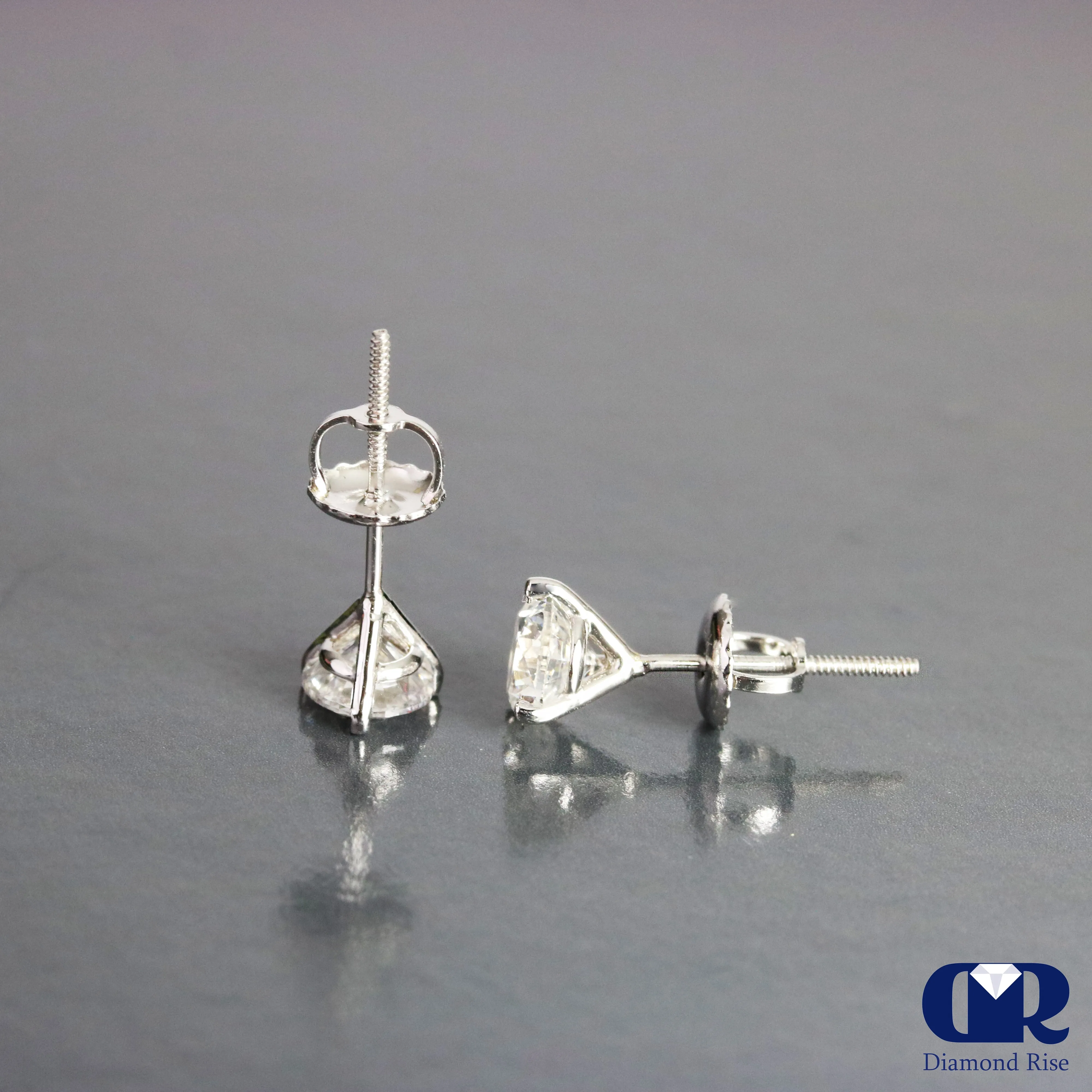 1.00 Ct Round Cut Diamond Martini Stud Earrings In 14K Gold