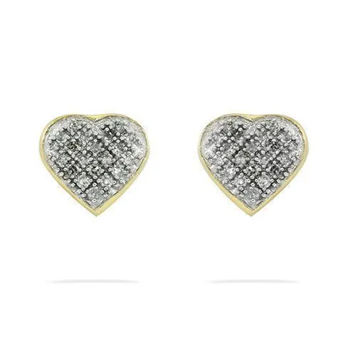 10k Yellow Gold Diamond Pave Heart Earrings 0.15 Ctw