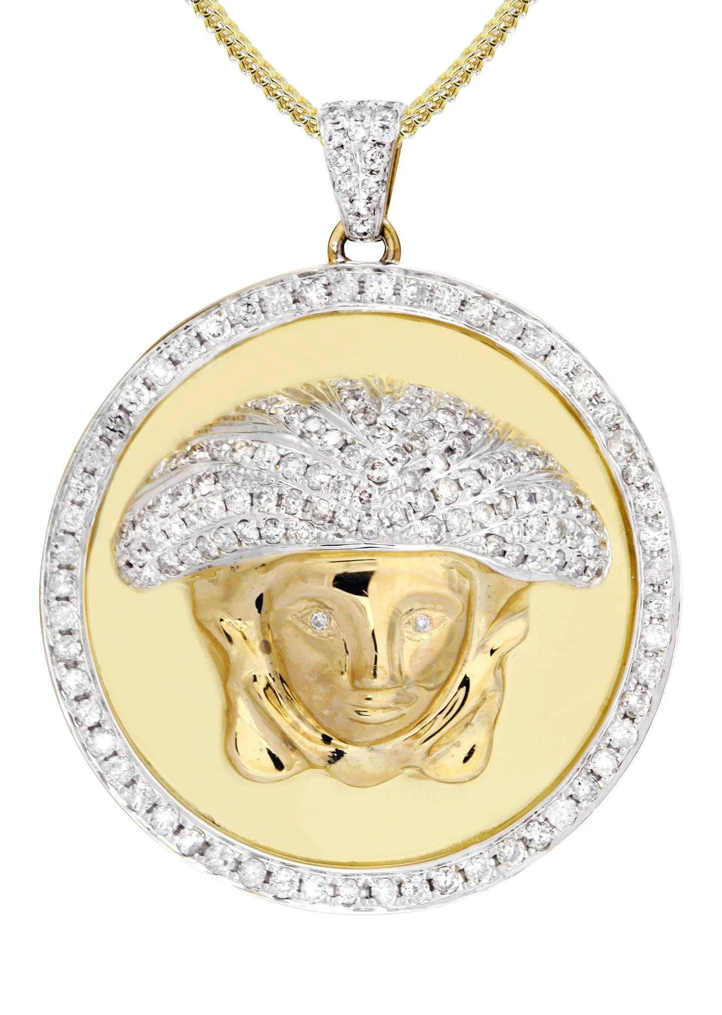 10K Yellow Gold Medusa Diamond Necklace  | 2.49 Carats