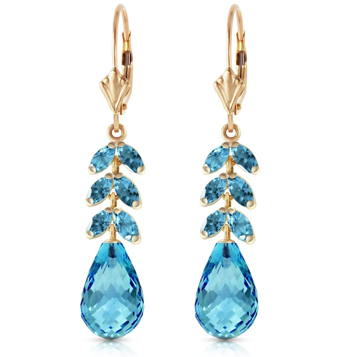 11.2 Carat 14K Solid Yellow Gold Rio Blue Topaz Earrings