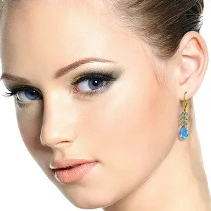 11.2 Carat 14K Solid Yellow Gold Rio Blue Topaz Earrings