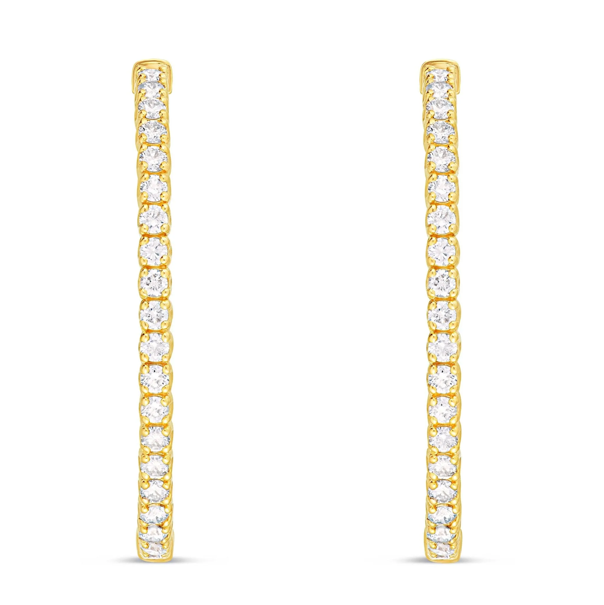 14K Gold 4.23ct Diamond Oval Inside-out Hoops, 1.5"