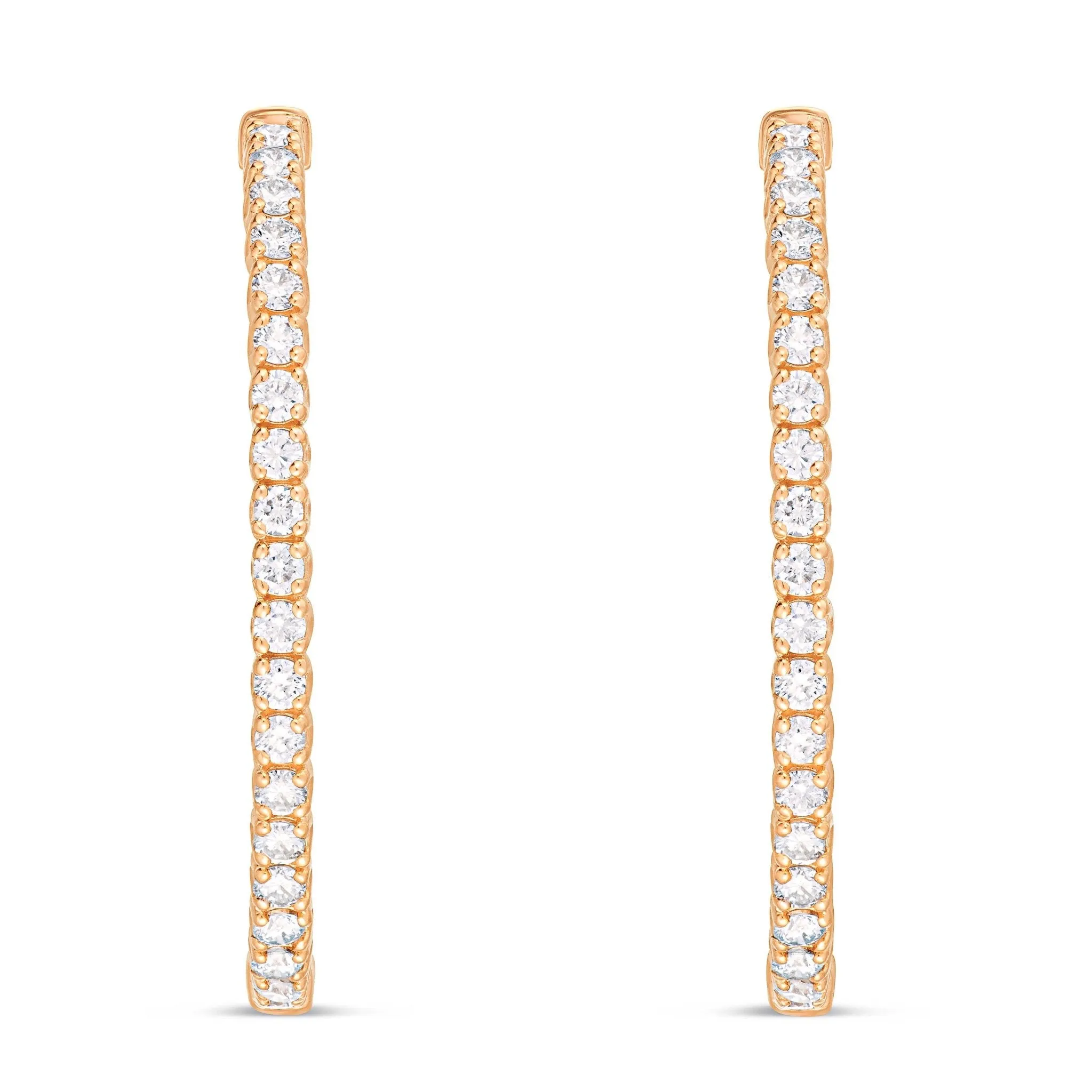 14K Gold 4.23ct Diamond Oval Inside-out Hoops, 1.5"