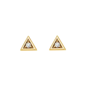 14k Gold and Diamond Triangle Earrings