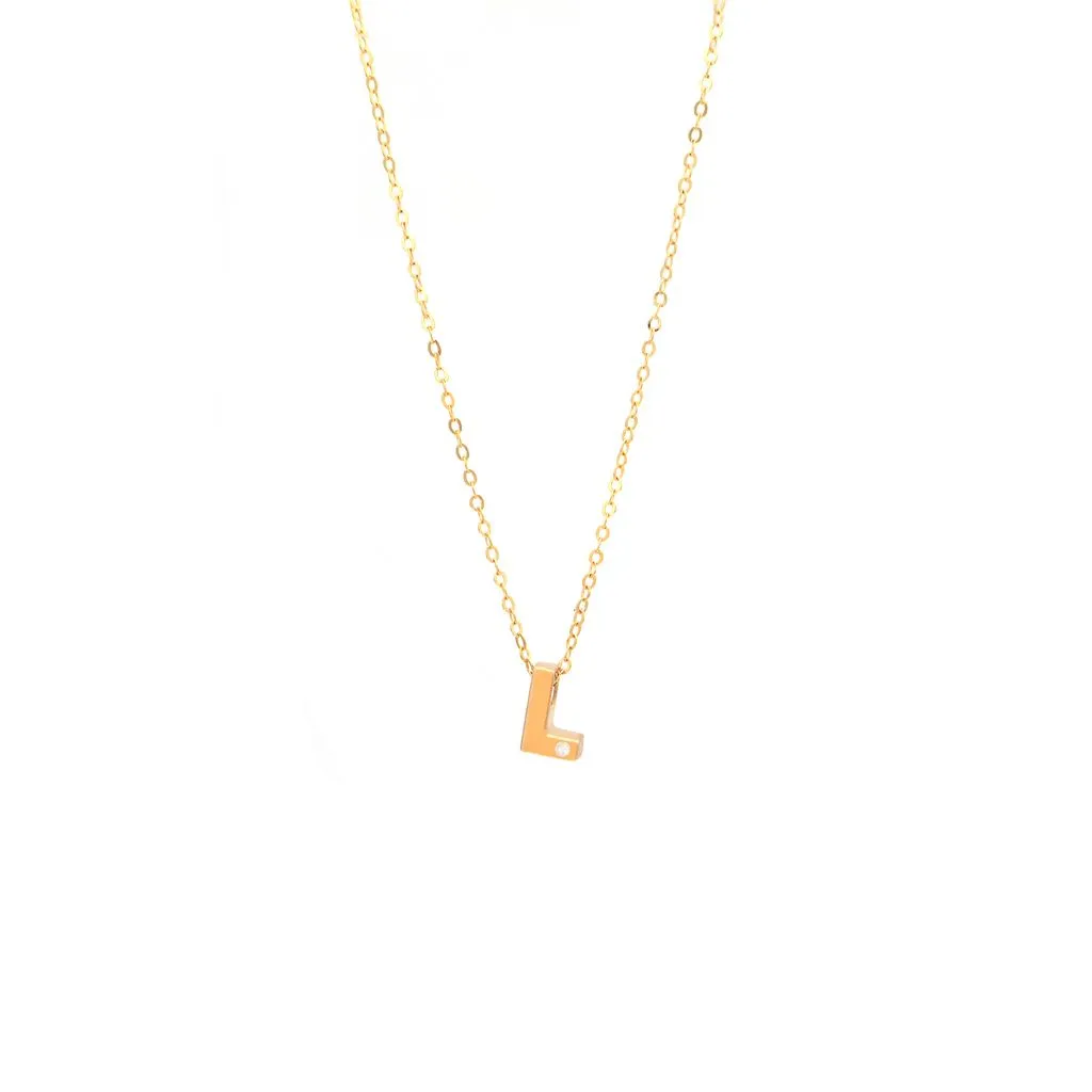 14K Gold Initial "L" Necklace (Diamond)