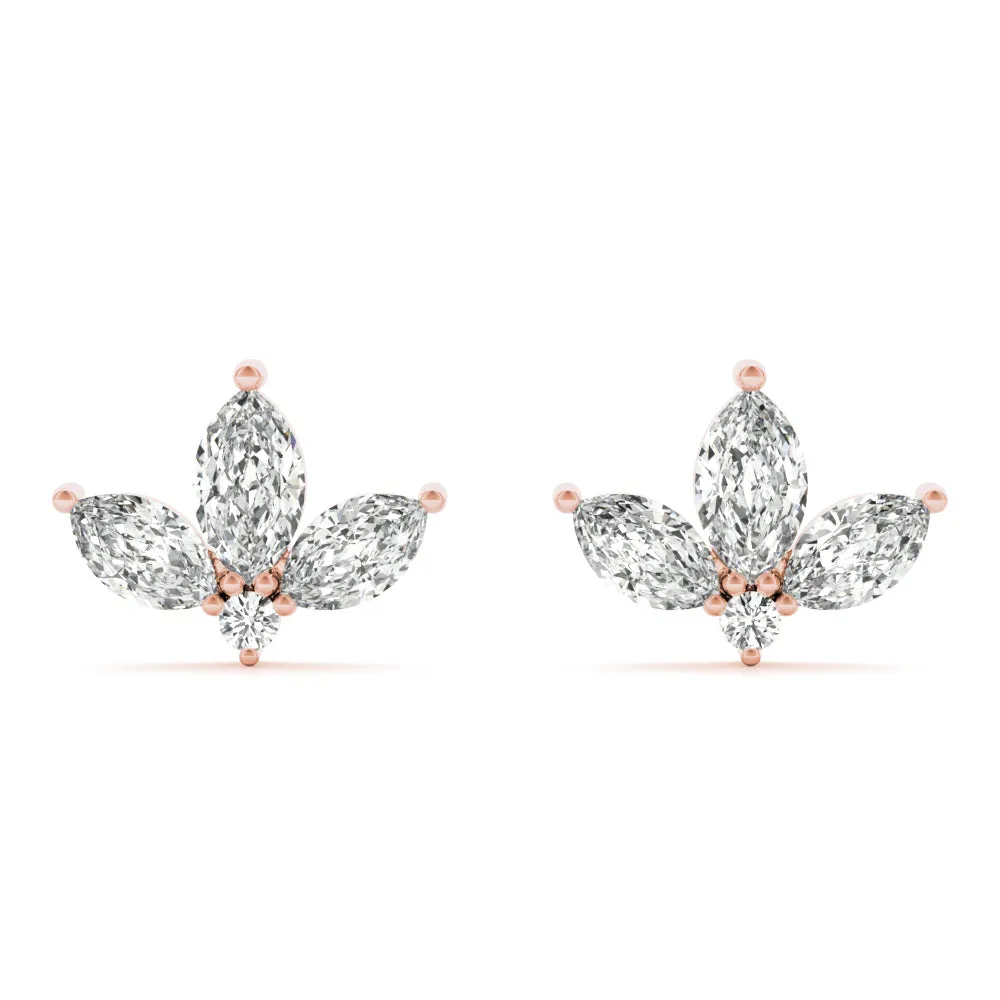 14K Marquise Diamond Earring