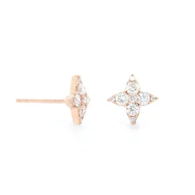 14K Rose Gold Star Diamond Stud Earrings