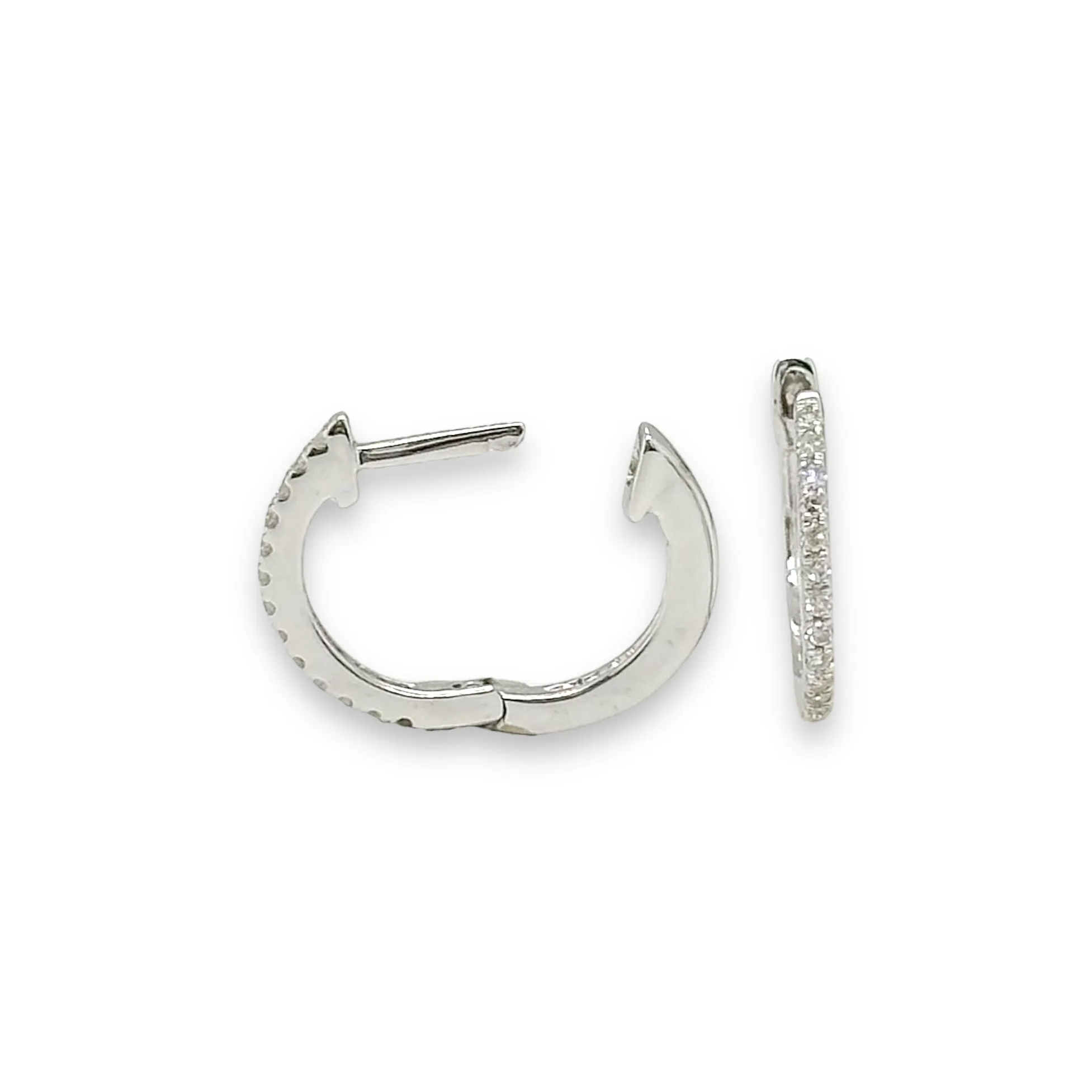 14K W Gold 0.10ctw H-I/SI2 Diamond Huggie Earrings b