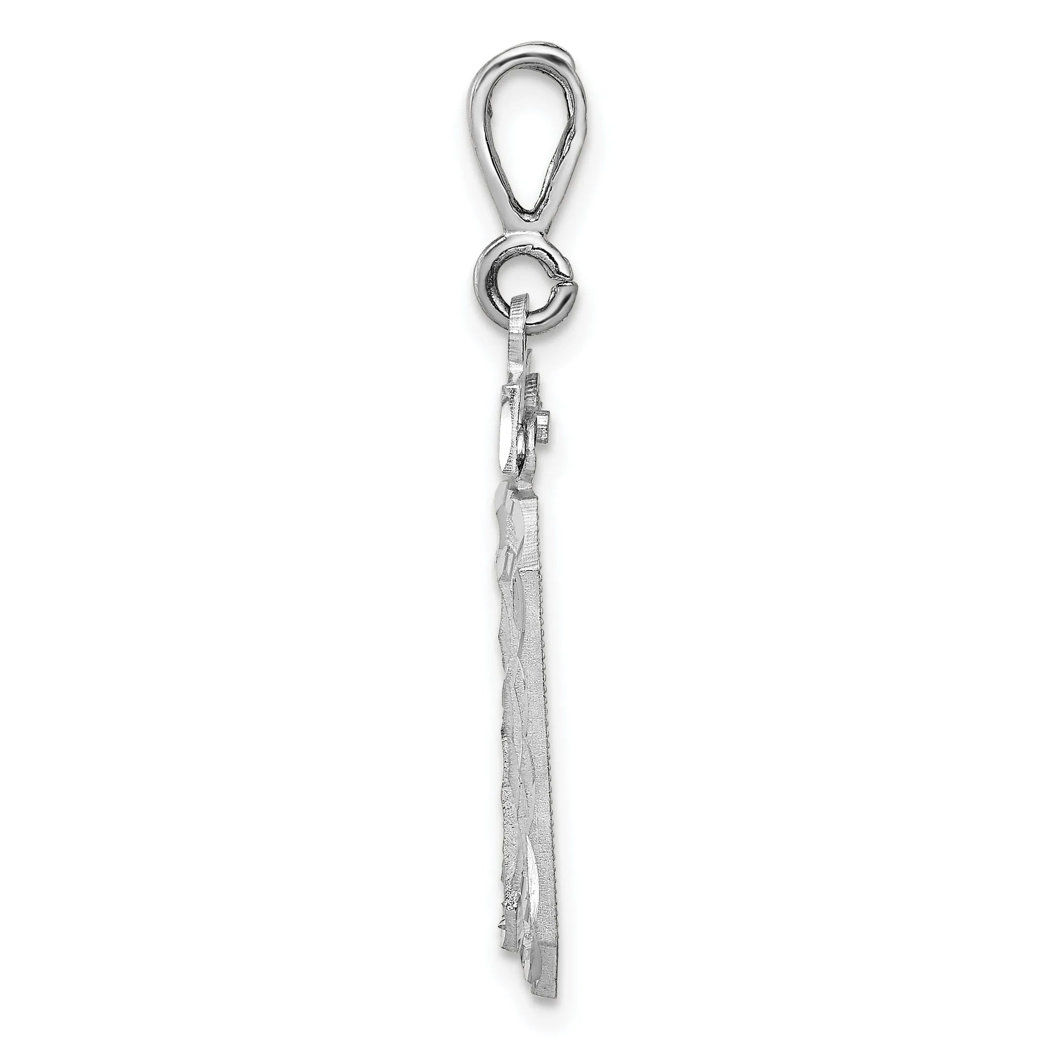 14k White Gold Diamond Cut Finish Large Size Number 30 Charm Pendant