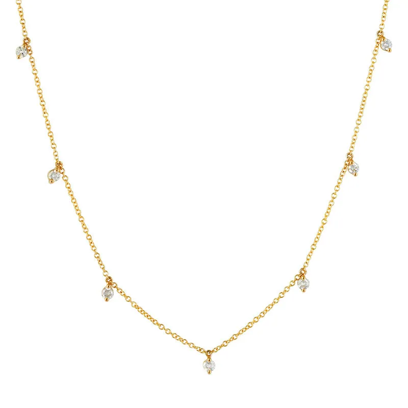 14k White Gold Diamond Dangle Necklace