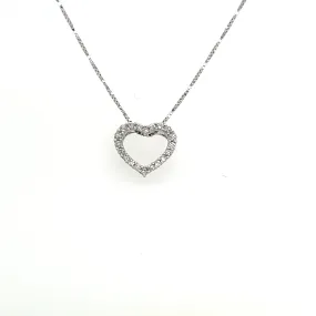 14K White Gold Diamond Heart Necklace