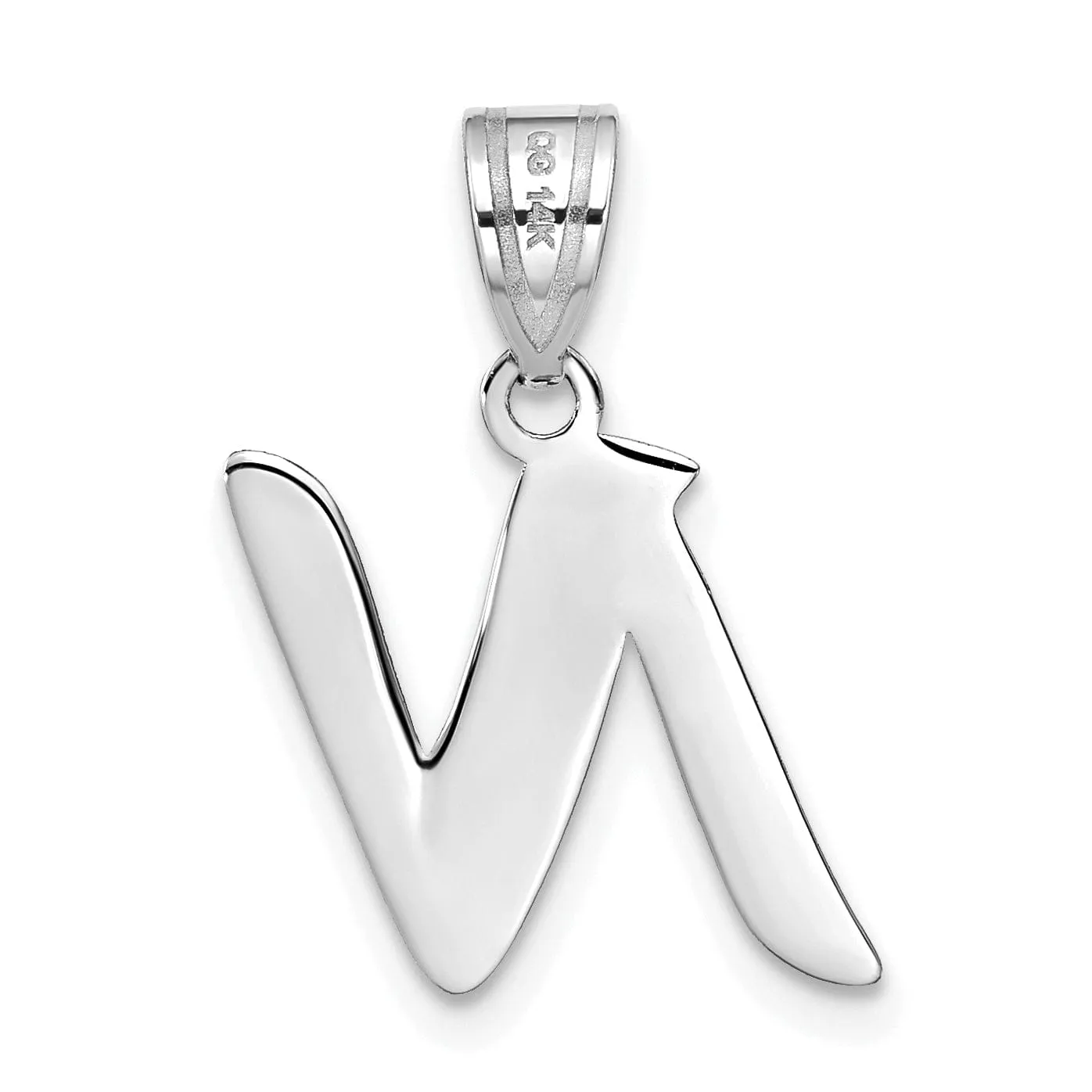 14k White Gold Script Design Letter N Initial Pendant
