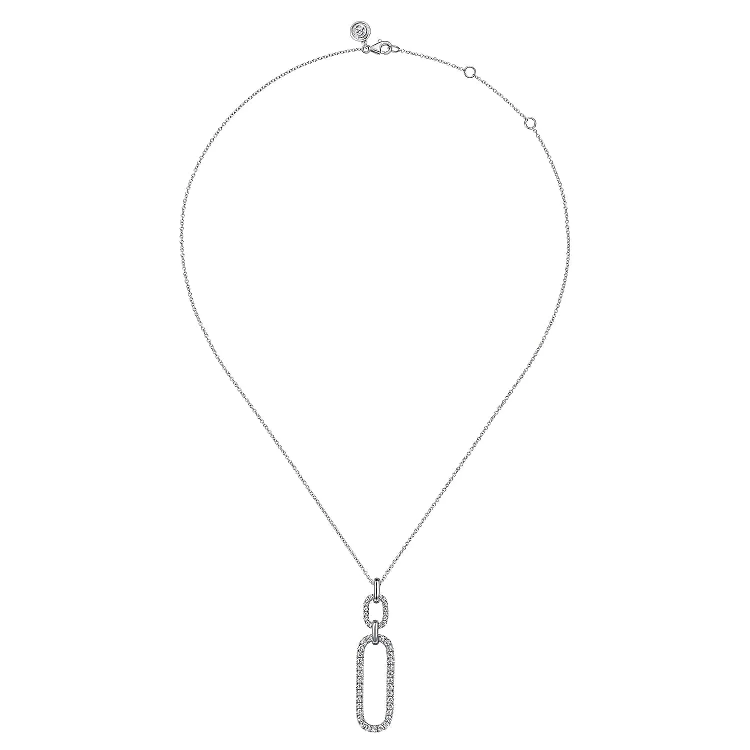 14K White Natural Diamond 17.5 inch Necklace