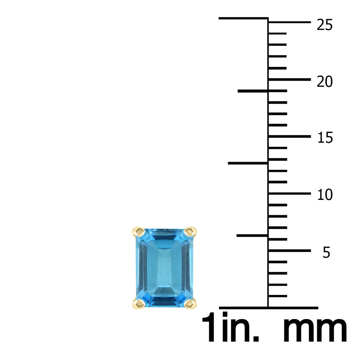 14K Yellow Gold 7X5Mm Emerald Shaped Blue Topaz Earrings