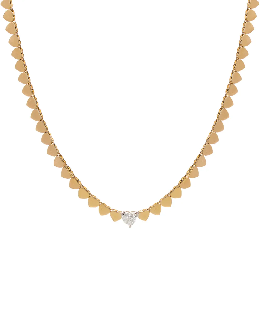 14k Yellow Gold Single Set Diamond Heart Necklace