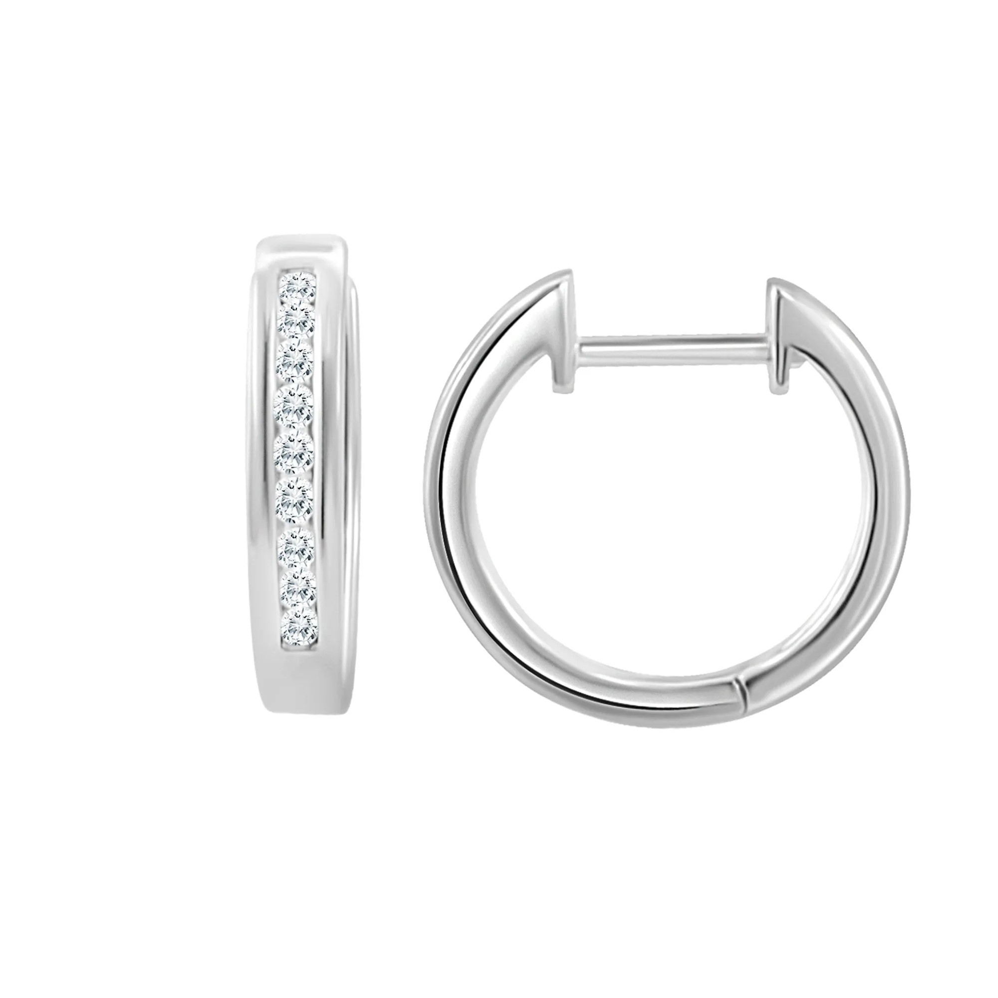 14KW 18RD0.15CT  EARRING HUGGIES (102DE1928)