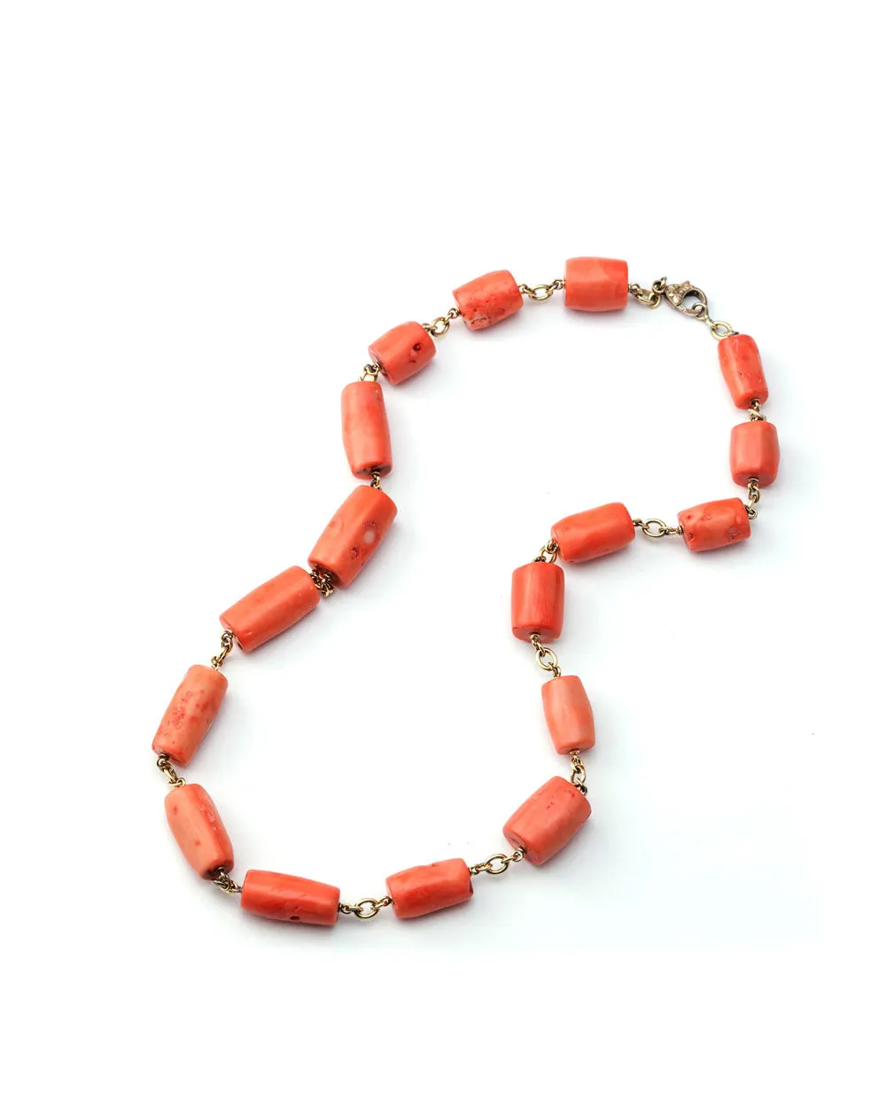 18k Gold Bamboo Coral Bead Necklace