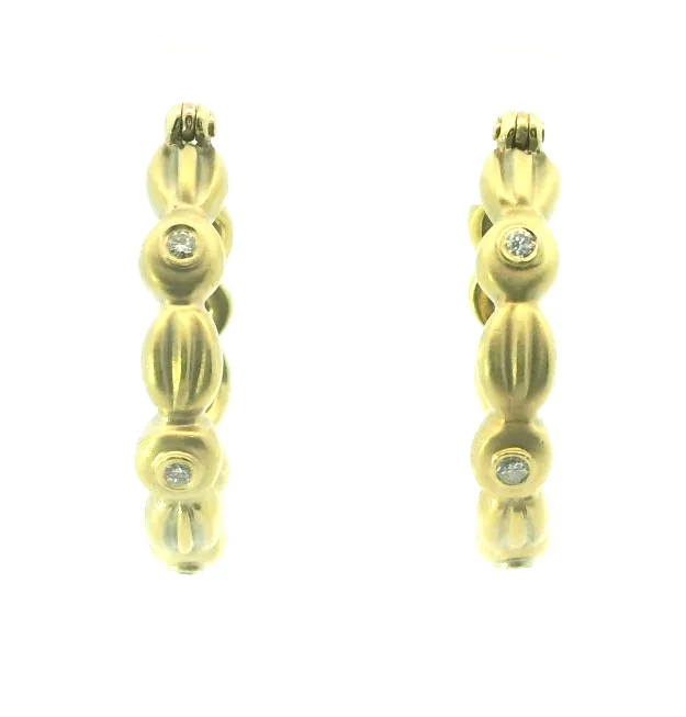 18K Green Natural Diamond Hoop Earrings