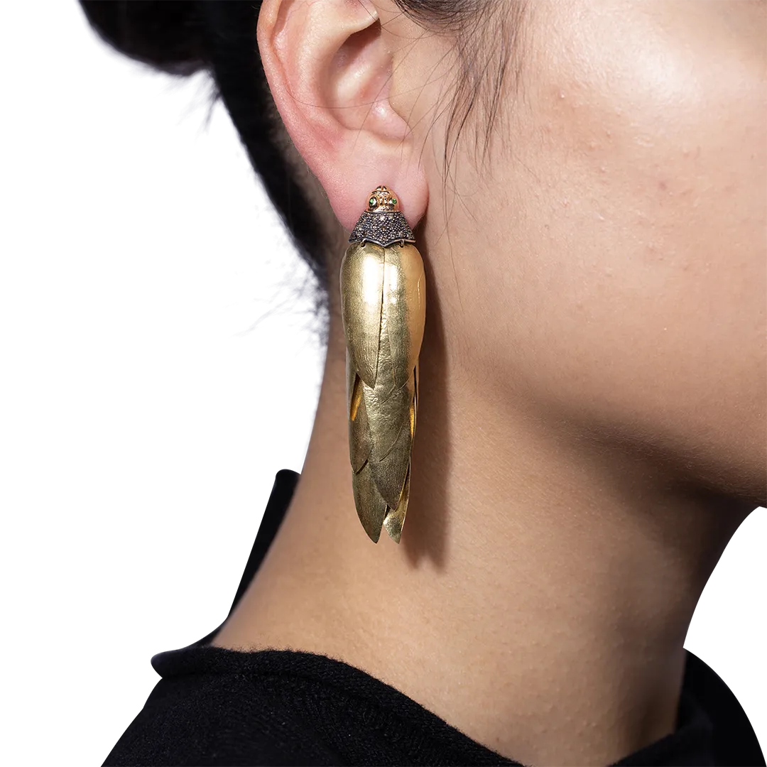 18K Yellow Gold Scarab Bunch Earrings