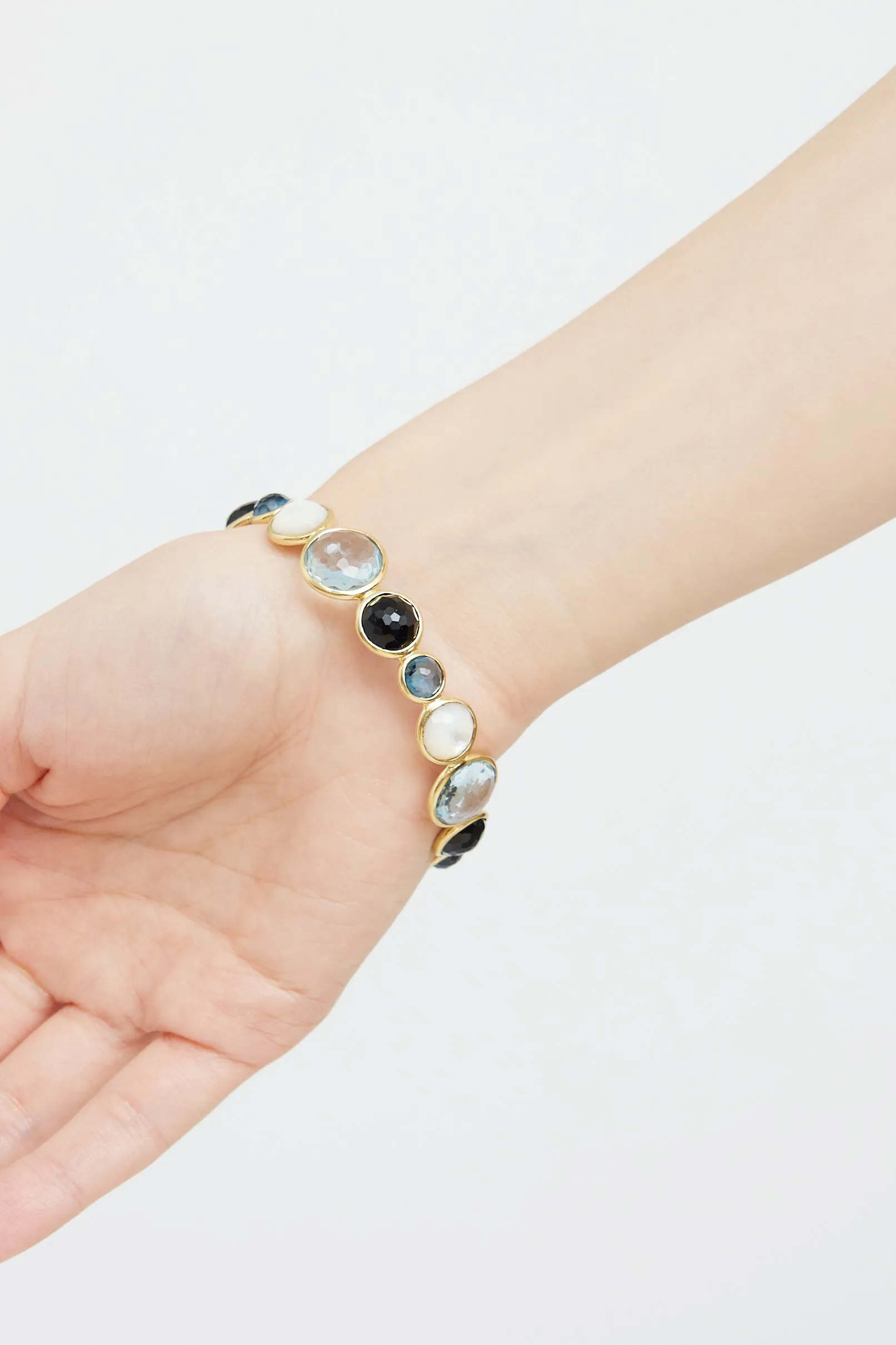 18K Yellow Gold Topaz Pearl Onyx Bracelet