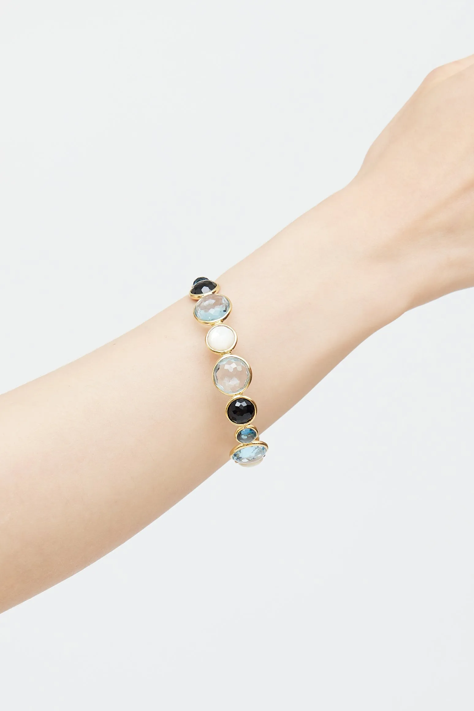18K Yellow Gold Topaz Pearl Onyx Bracelet