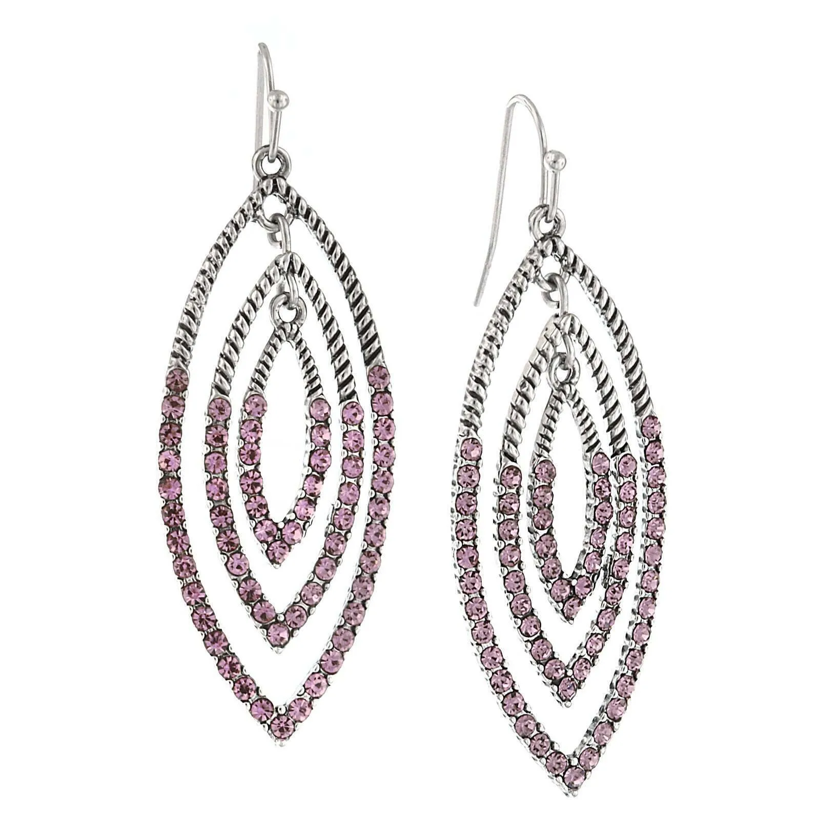2028 Jewelry Triple Oval Layered Crystal Drop Earrings
