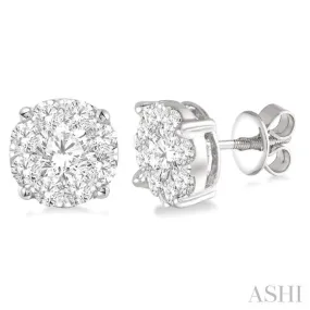 3 Ctw Lovebright Round Cut Diamond Earrings in 14K White Gold