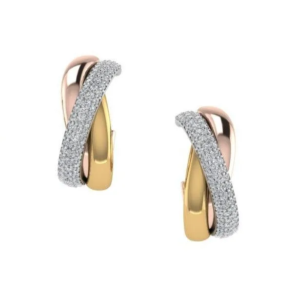3 Tone Gold Diamond Earring