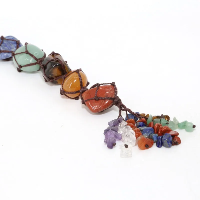 7 Chakra Bracelet Jewelry Natural Stone tiger eye Beads keychain