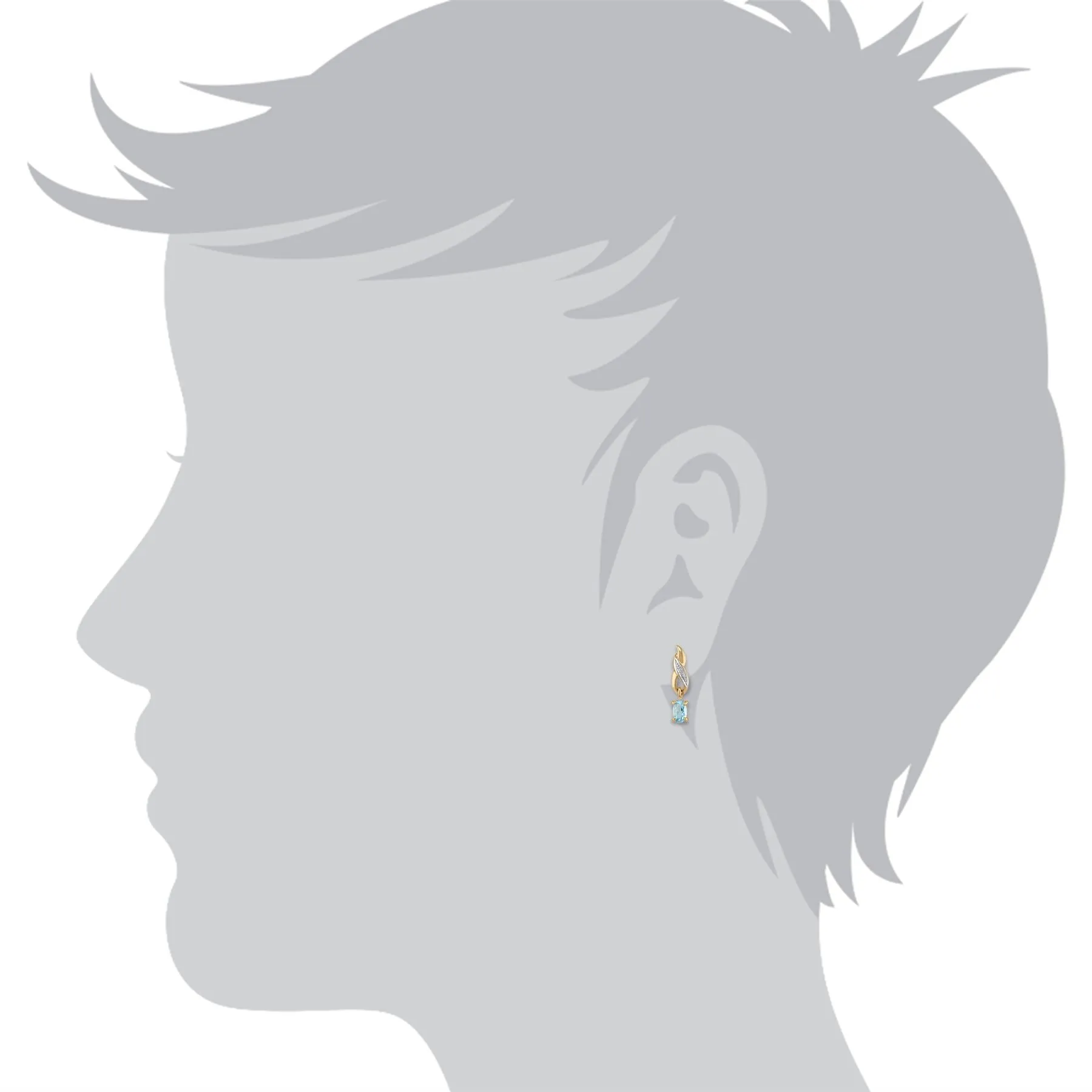 9 karat Gelbes Gold Topas & Diamant Fallen/ Lang Ohrringe