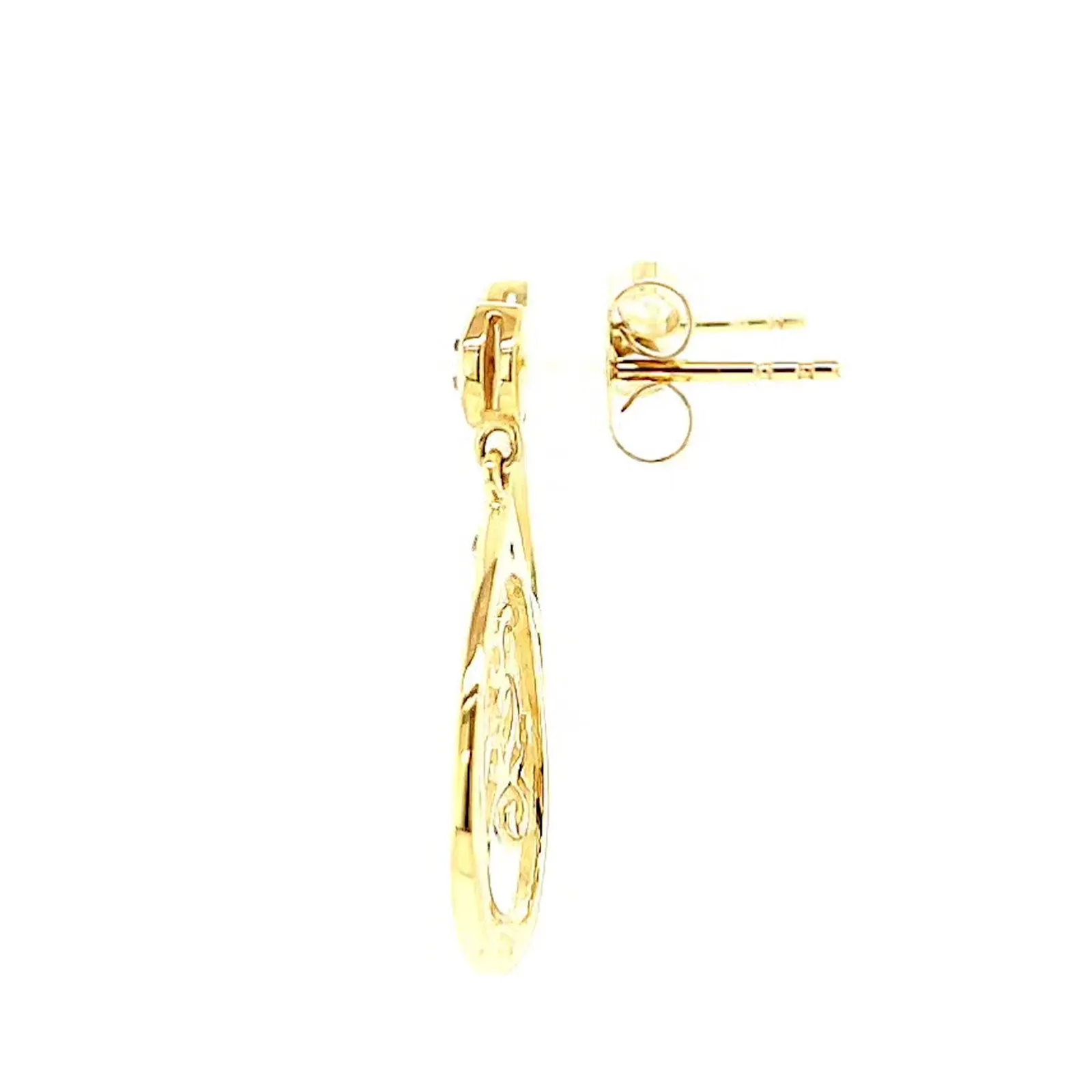 9ct Yellow Gold Diamond Set Tree of Life  Drop Earrings
