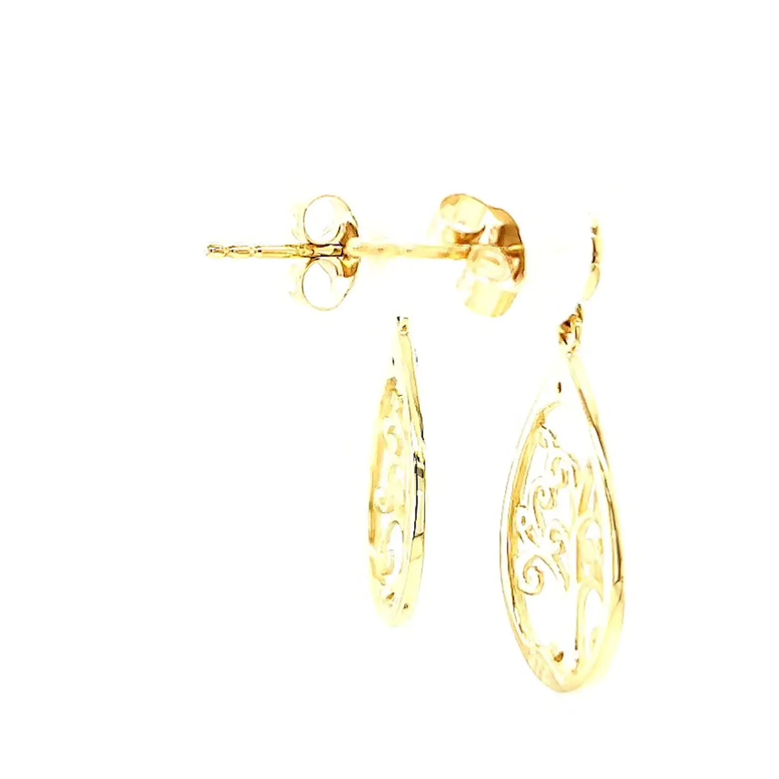 9ct Yellow Gold Diamond Set Tree of Life  Drop Earrings