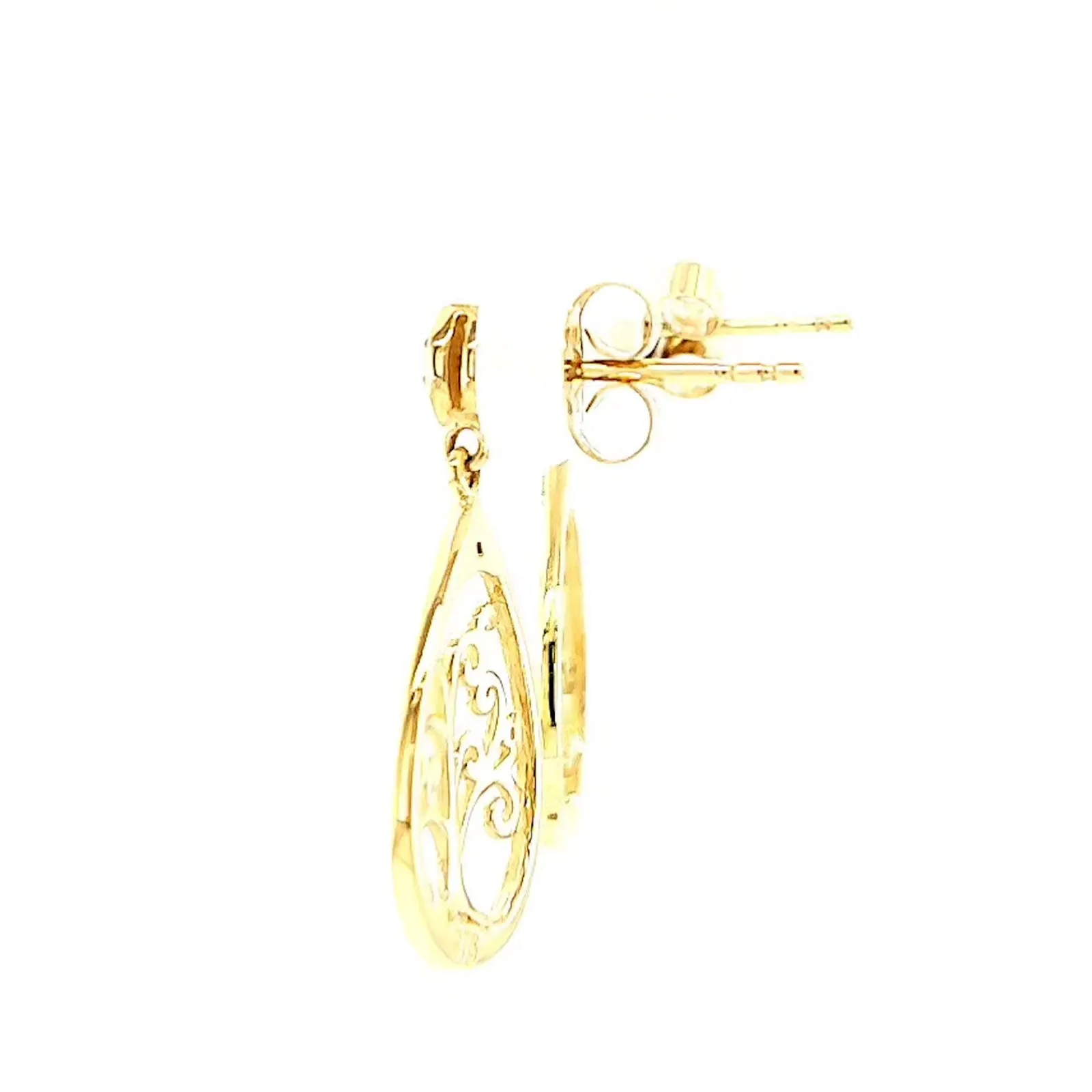 9ct Yellow Gold Diamond Set Tree of Life  Drop Earrings