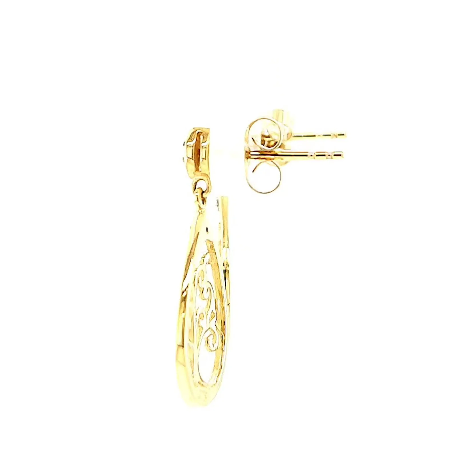 9ct Yellow Gold Diamond Set Tree of Life  Drop Earrings
