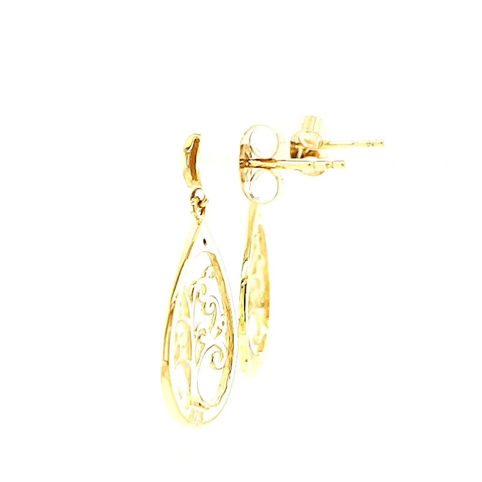 9ct Yellow Gold Diamond Set Tree of Life  Drop Earrings