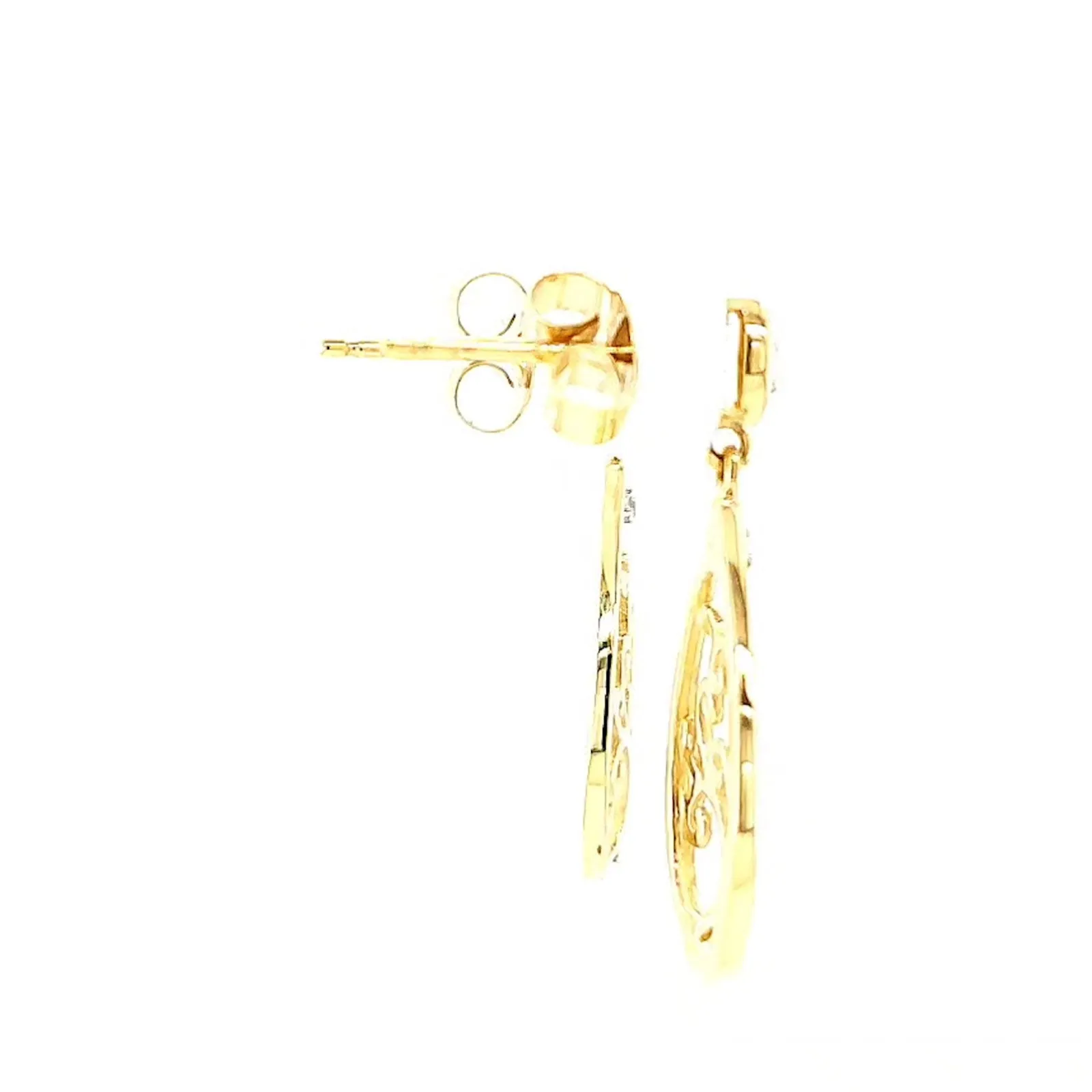 9ct Yellow Gold Diamond Set Tree of Life  Drop Earrings