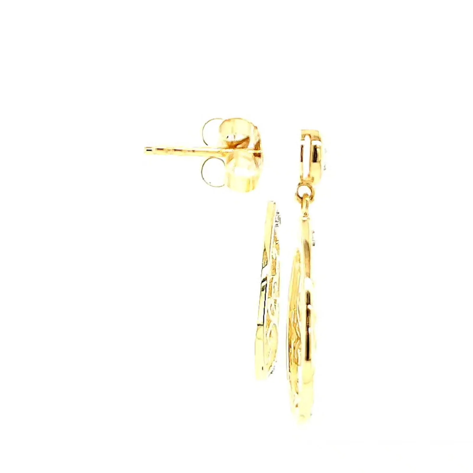 9ct Yellow Gold Diamond Set Tree of Life  Drop Earrings