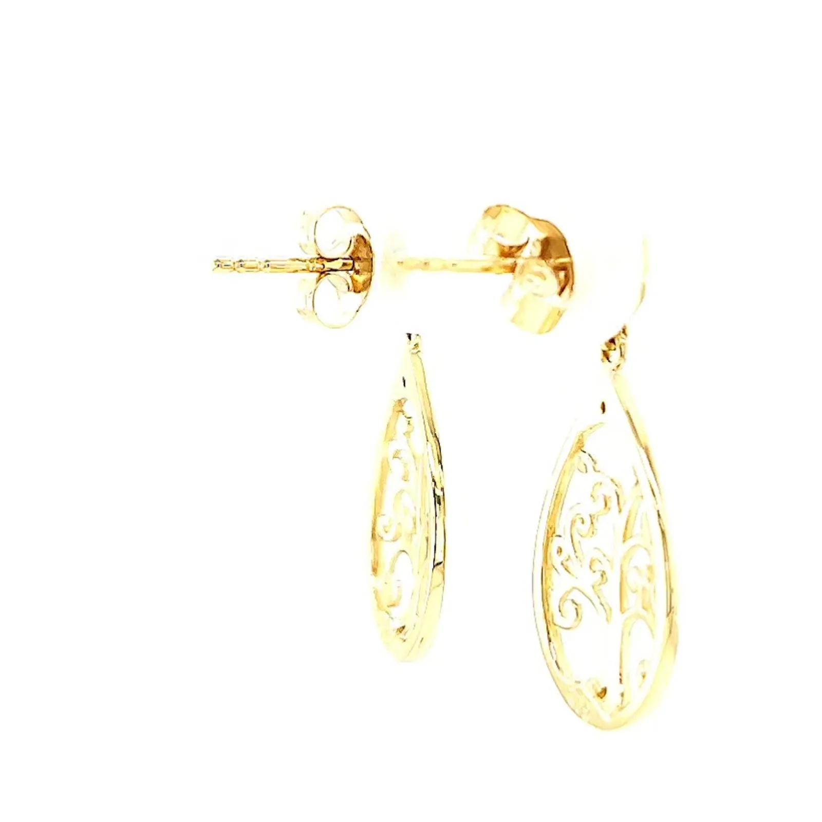 9ct Yellow Gold Diamond Set Tree of Life  Drop Earrings