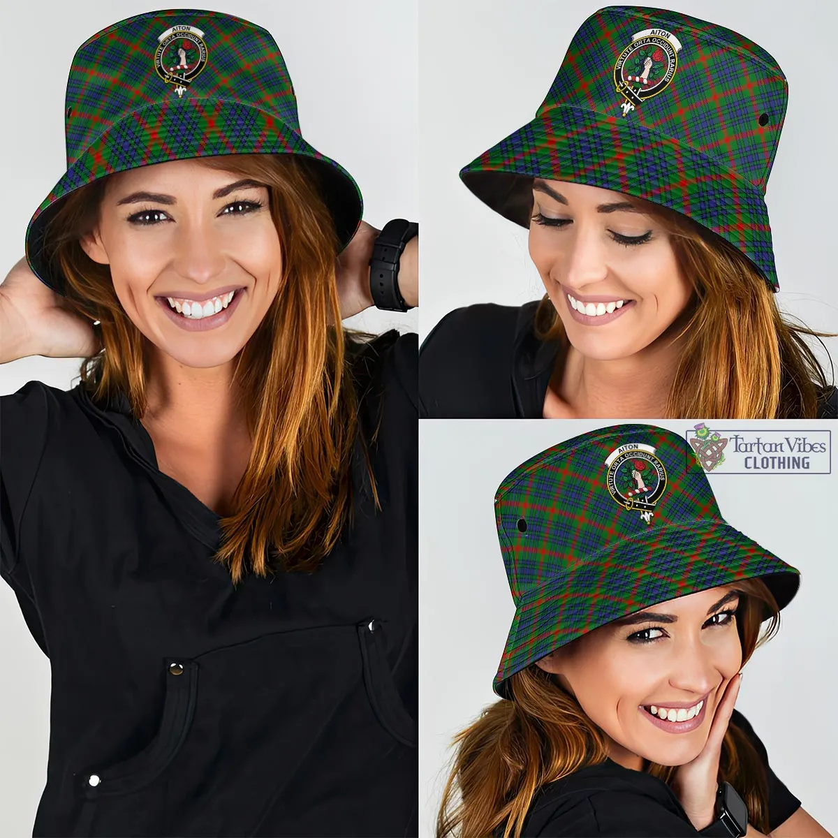 Aiton Tartan Bucket Hat with Family Crest
