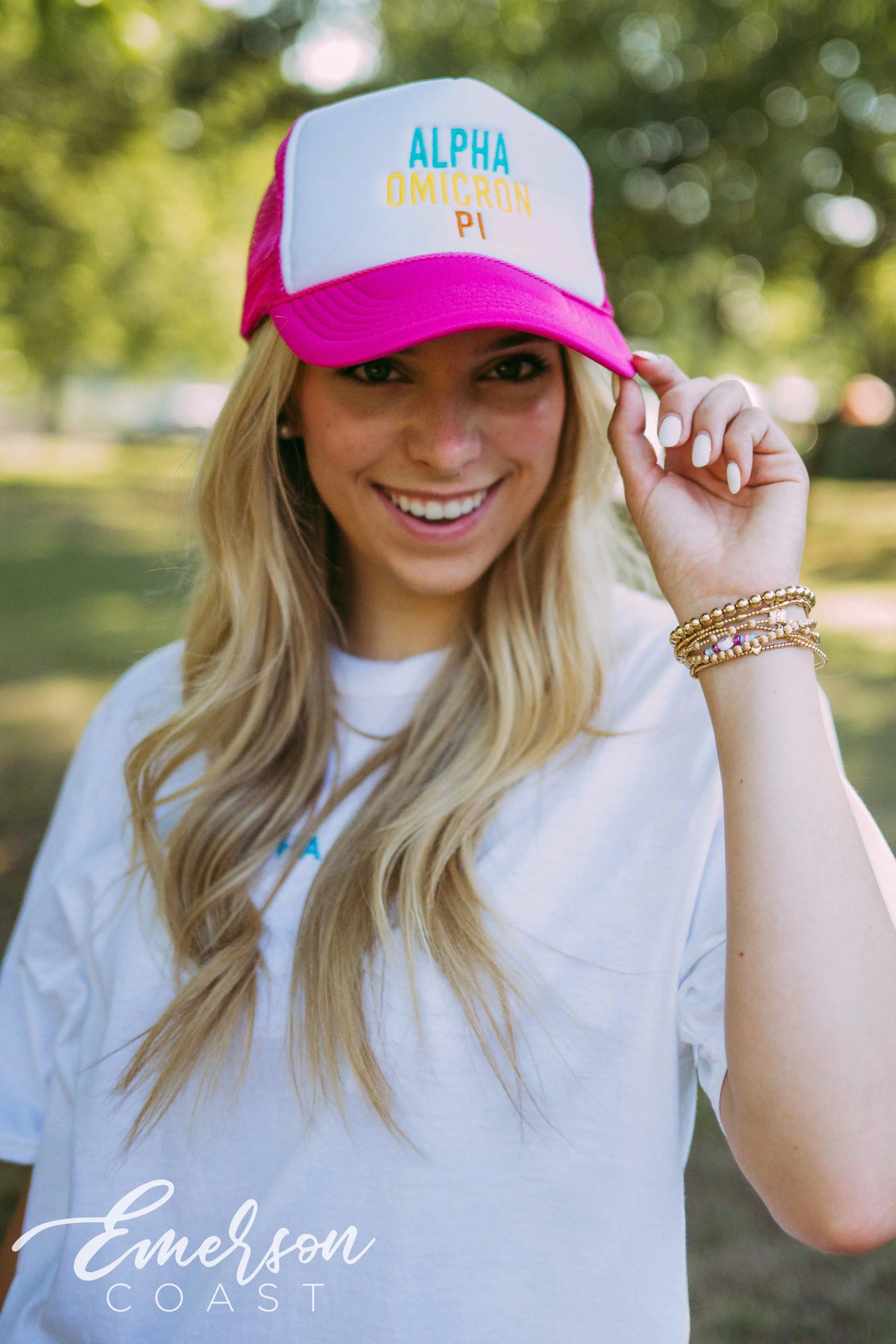 Alpha Omicron Pi Colorful Embroidered Hat
