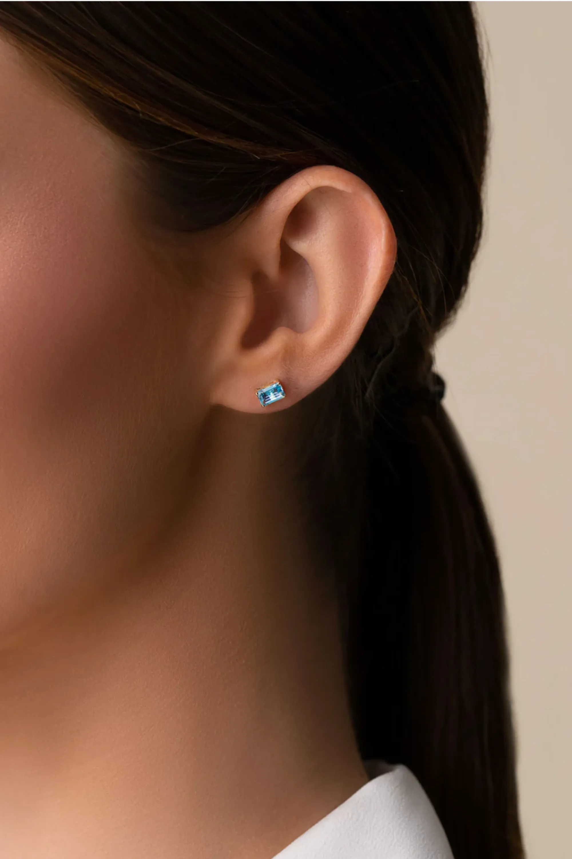 Amalfi Emerald Cut Studs, Blue Topaz