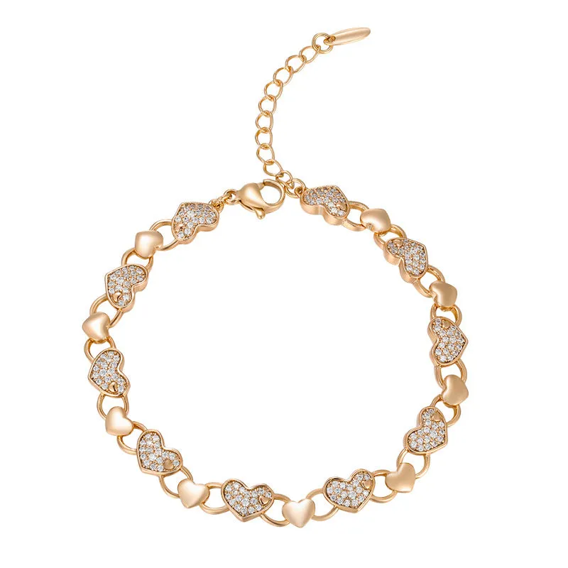 American ins stitching micro-inlaid love bracelet light luxury retro temperament female niche design high-end bracelet