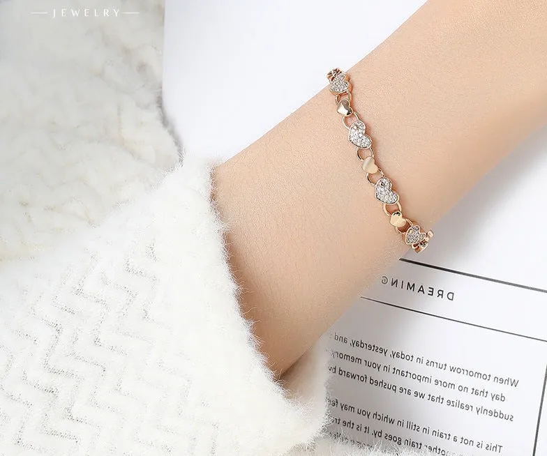 American ins stitching micro-inlaid love bracelet light luxury retro temperament female niche design high-end bracelet