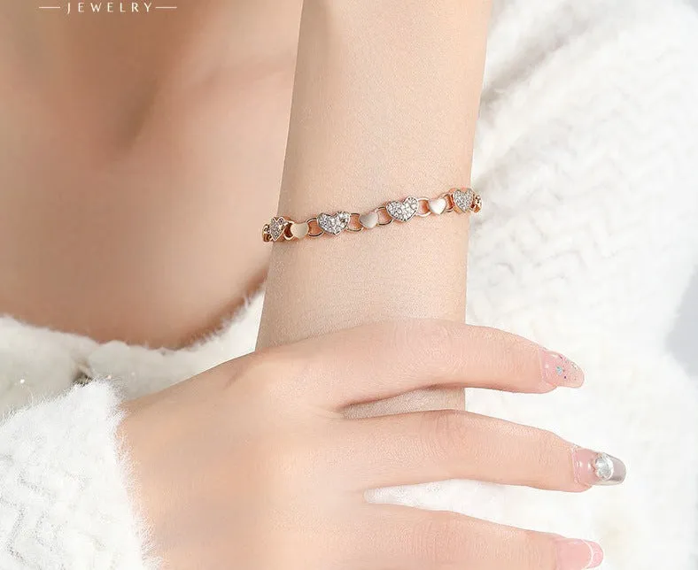 American ins stitching micro-inlaid love bracelet light luxury retro temperament female niche design high-end bracelet