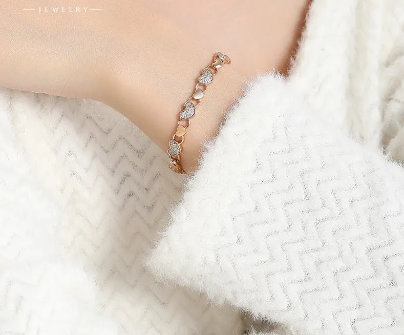 American ins stitching micro-inlaid love bracelet light luxury retro temperament female niche design high-end bracelet