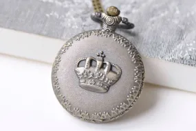 Antique Bronze Large Round Pocket Watch Pendant Set of 1 A4855