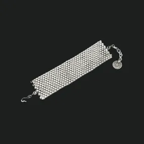 Antique Silver Pewter Flat Weave Bracelet